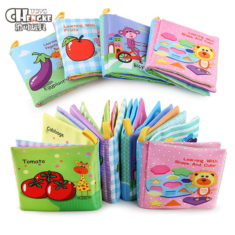 Baby cloth book early education toys baby English cognition palm book r not broken with ringing paper BB call