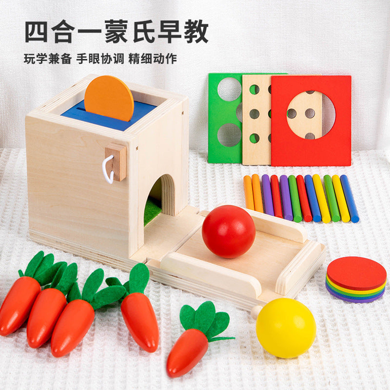 Children's wooden intelligence box pull radish catch worm fishing nail board coin baby early education puzzle ing toy