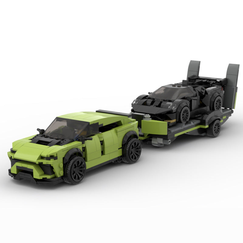 MOC blocks are compatible with LEGO 39112 Limbokini Urus and trailer luxury SUV car models