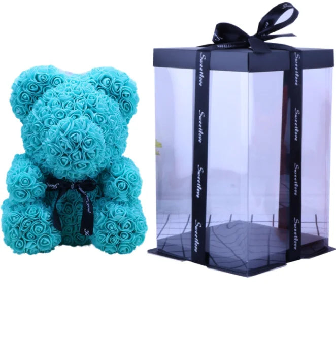 High Quality 40cm Artificial Roses Foam bear with gift box flower teddy Bear Gift for Valentine day mother's day gift