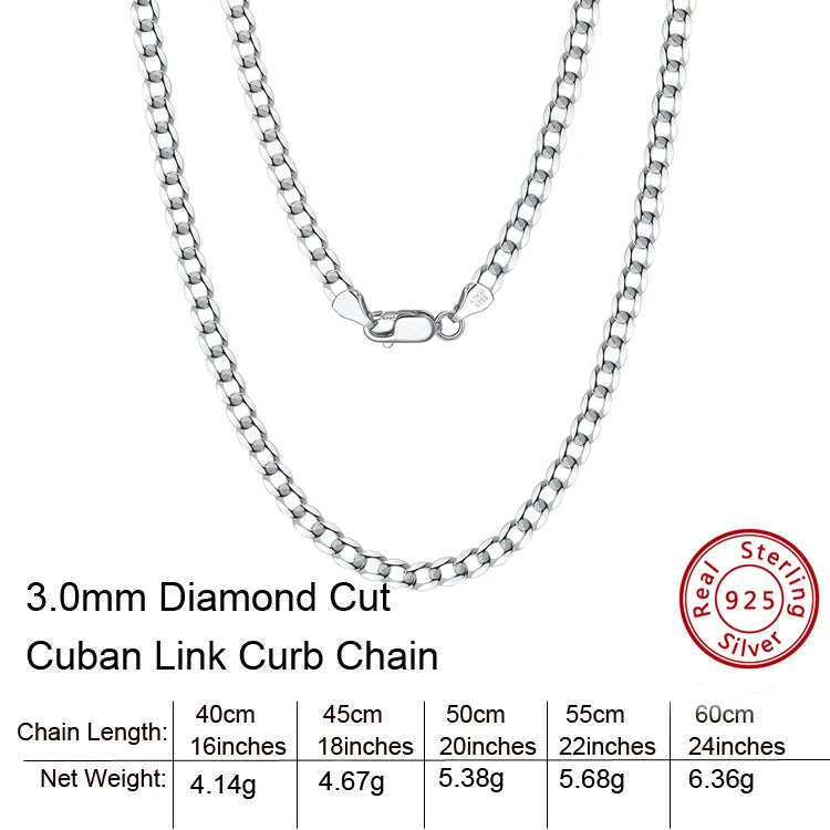 RINNTIN SC60-5 wholesale price 5mm diamond cut curb link chain necklace sterling silver 925 jewelry men cuban link chain