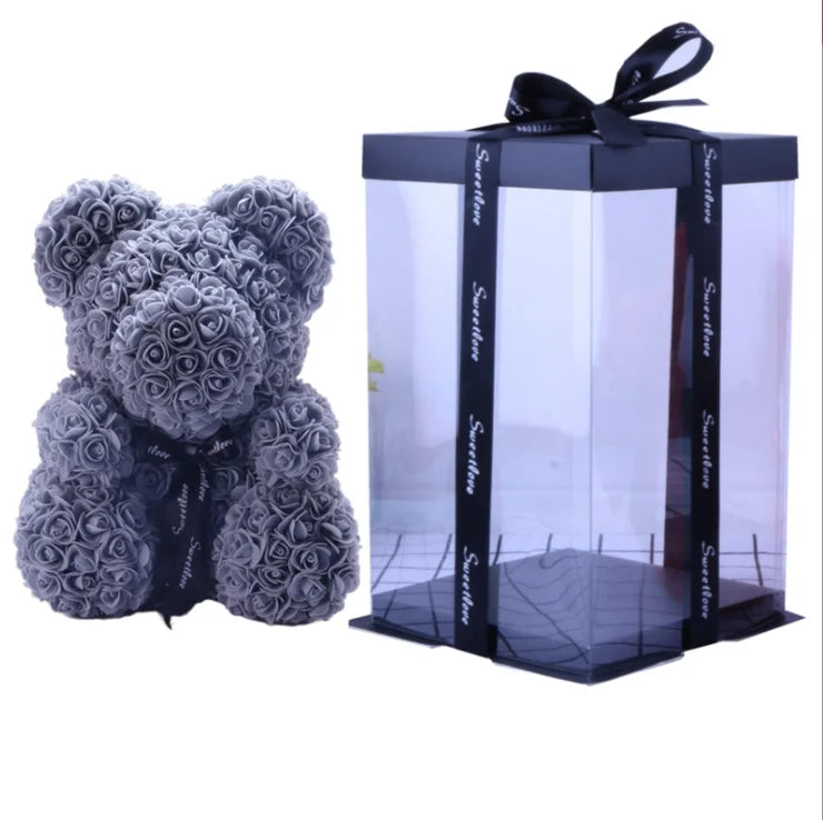 High Quality 40cm Artificial Roses Foam bear with gift box flower teddy Bear Gift for Valentine day mother's day gift