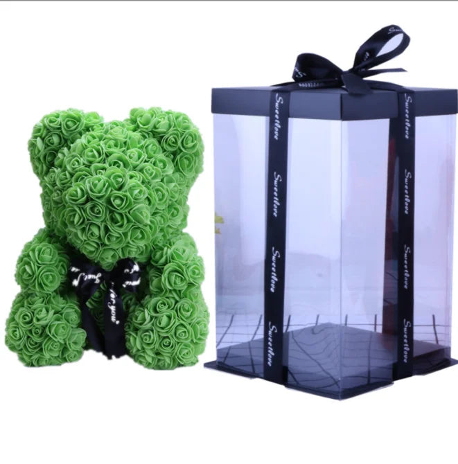 High Quality 40cm Artificial Roses Foam bear with gift box flower teddy Bear Gift for Valentine day mother's day gift