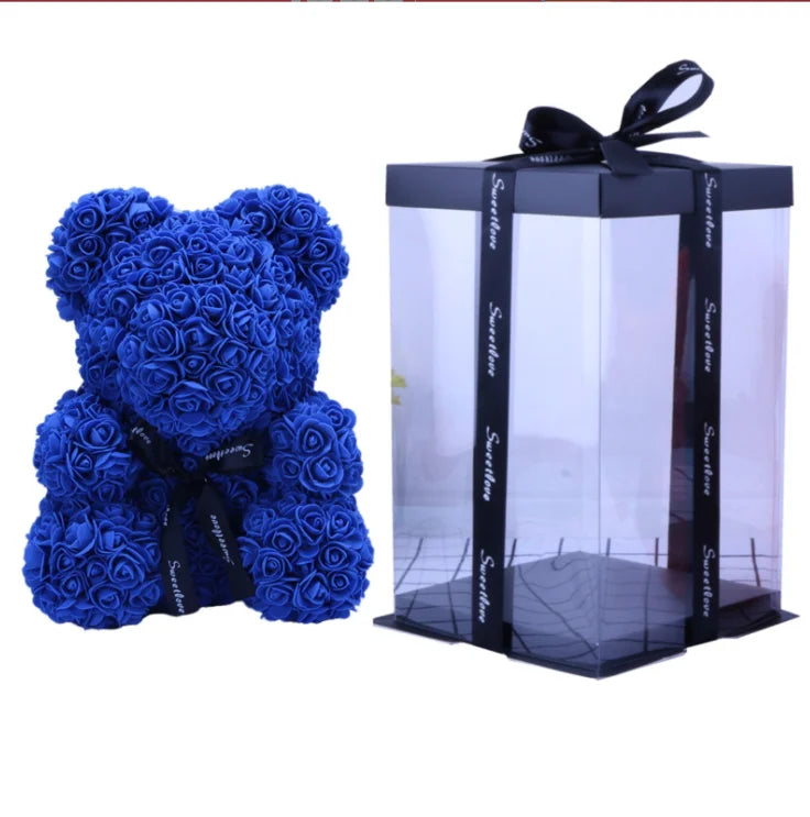 High Quality 40cm Artificial Roses Foam bear with gift box flower teddy Bear Gift for Valentine day mother's day gift