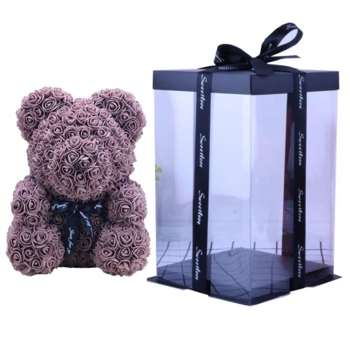 High Quality 40cm Artificial Roses Foam bear with gift box flower teddy Bear Gift for Valentine day mother's day gift