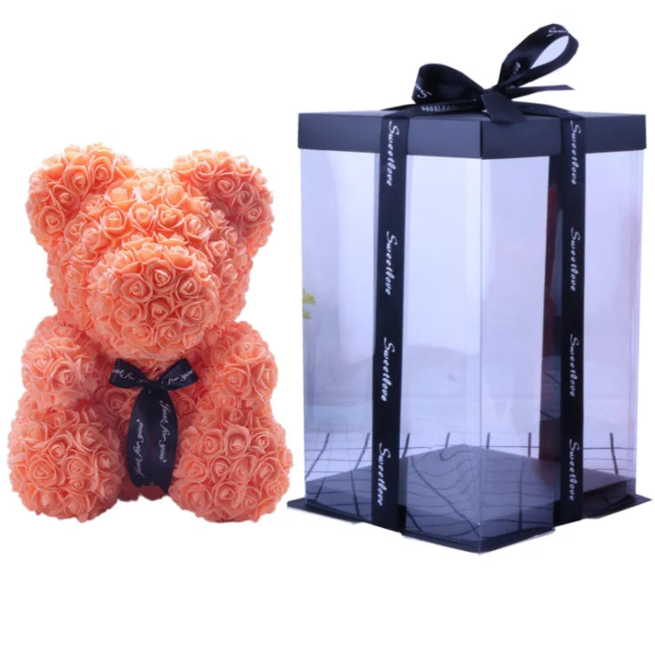 High Quality 40cm Artificial Roses Foam bear with gift box flower teddy Bear Gift for Valentine day mother's day gift