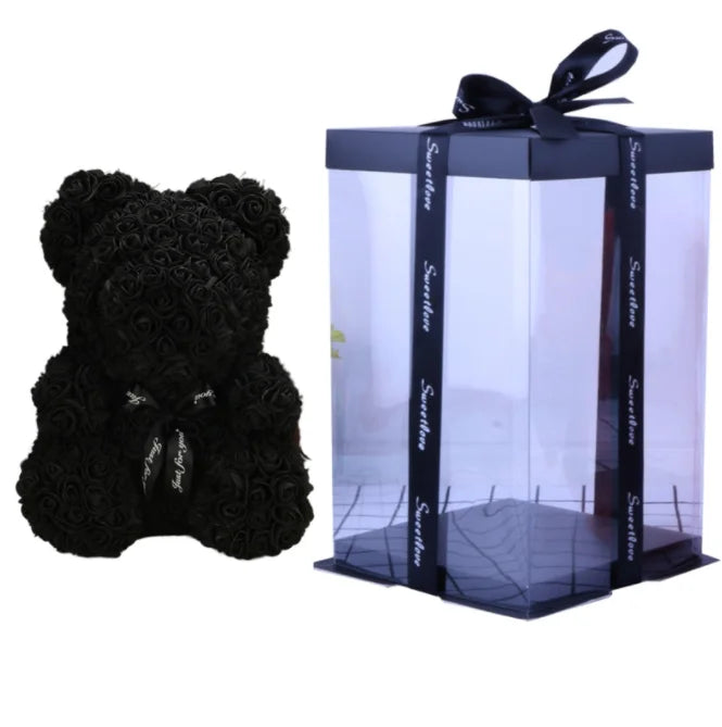 High Quality 40cm Artificial Roses Foam bear with gift box flower teddy Bear Gift for Valentine day mother's day gift