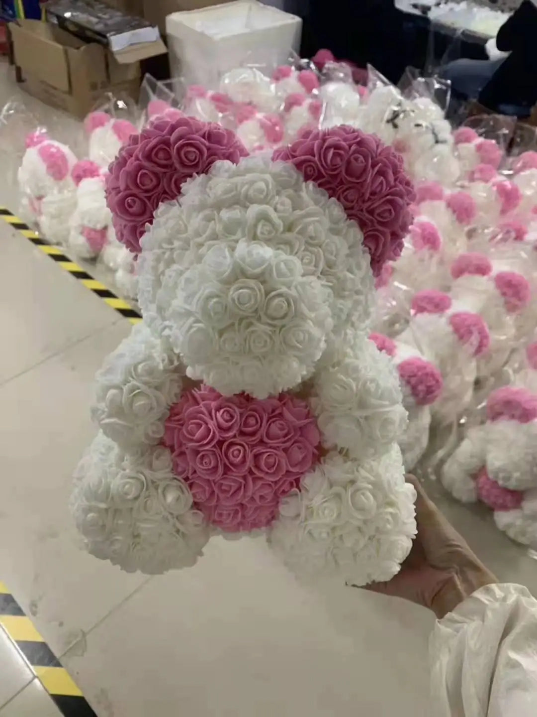 High Quality 40cm Artificial Roses Foam bear with gift box flower teddy Bear Gift for Valentine day mother's day gift