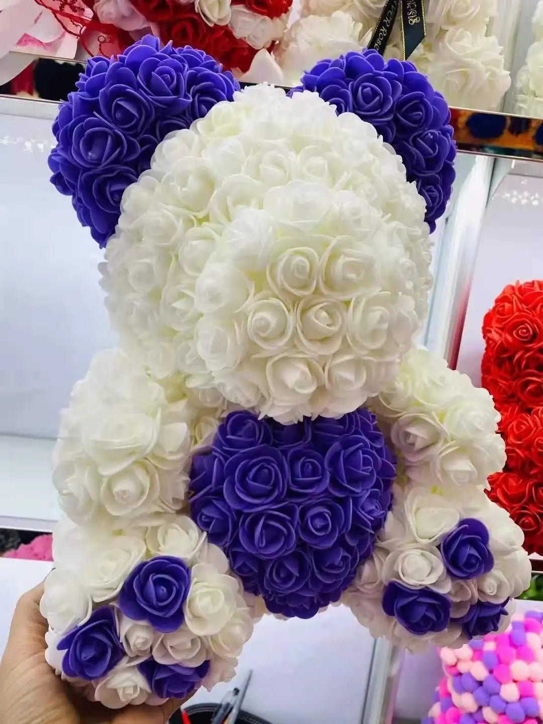 High Quality 40cm Artificial Roses Foam bear with gift box flower teddy Bear Gift for Valentine day mother's day gift