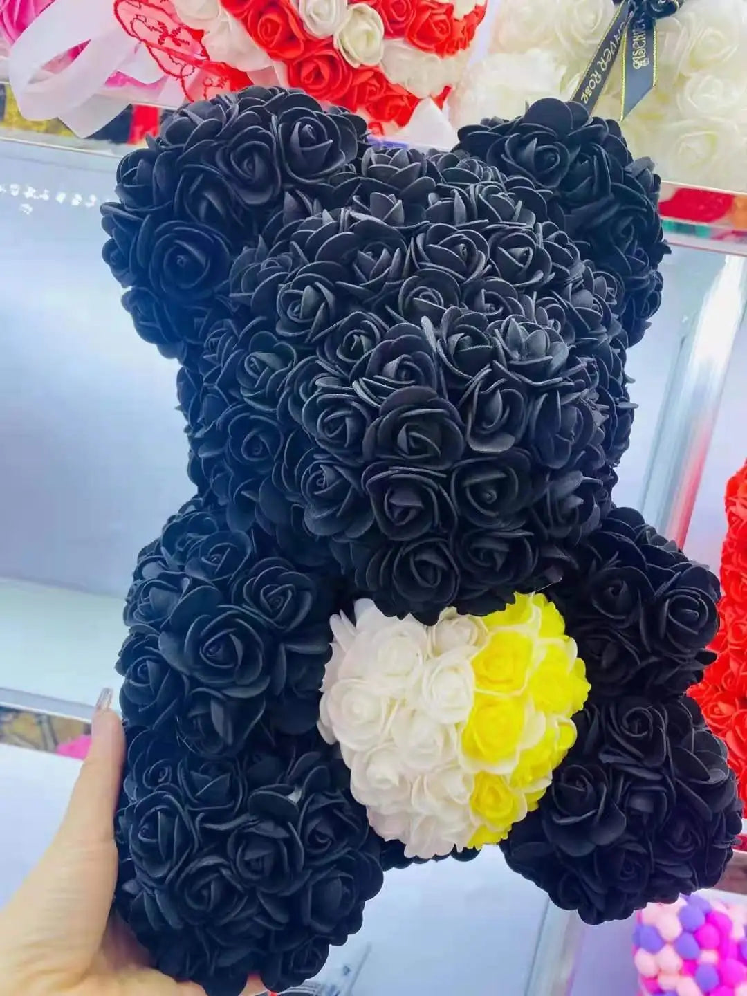 High Quality 40cm Artificial Roses Foam bear with gift box flower teddy Bear Gift for Valentine day mother's day gift