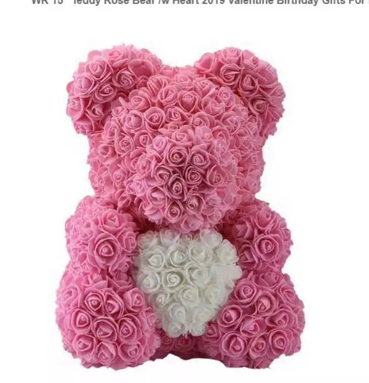 High Quality 40cm Artificial Roses Foam bear with gift box flower teddy Bear Gift for Valentine day mother's day gift