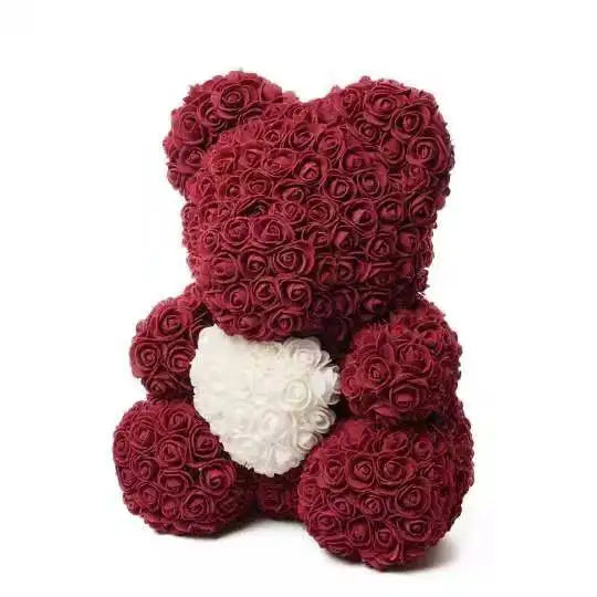 High Quality 40cm Artificial Roses Foam bear with gift box flower teddy Bear Gift for Valentine day mother's day gift