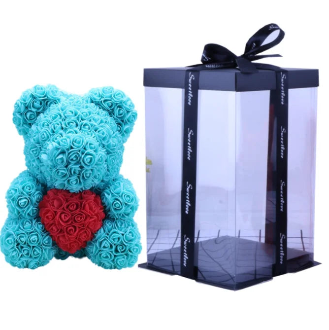 High Quality 40cm Artificial Roses Foam bear with gift box flower teddy Bear Gift for Valentine day mother's day gift