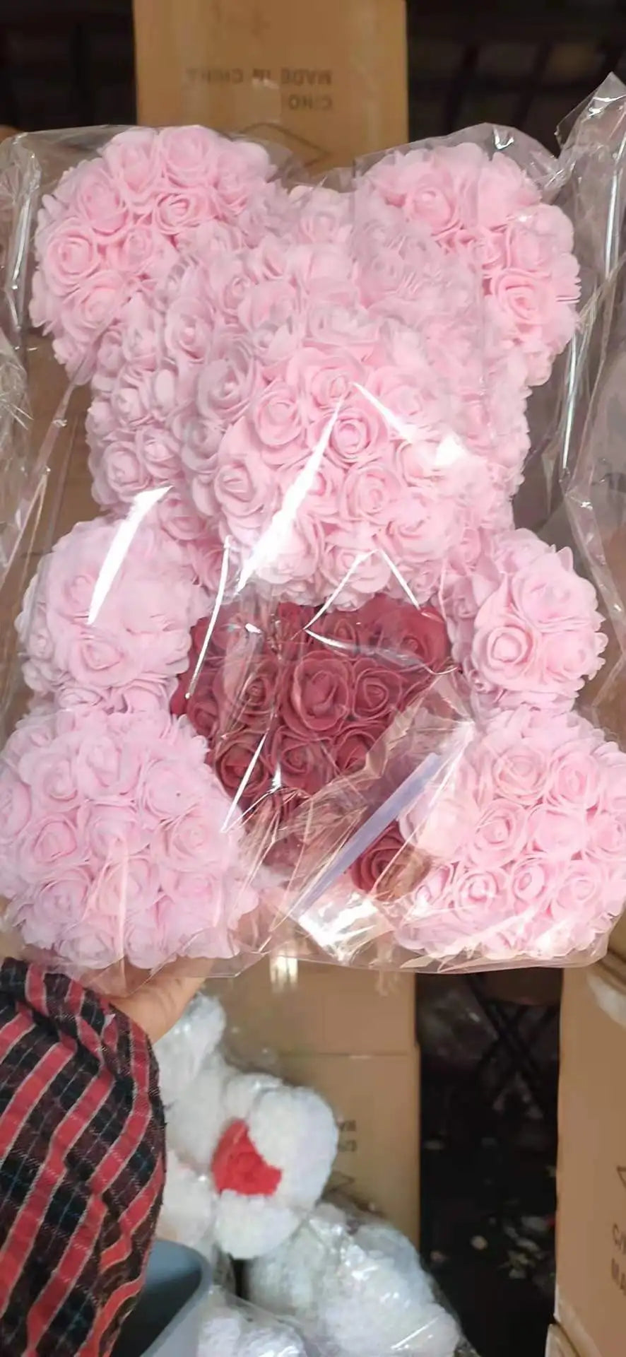 High Quality 40cm Artificial Roses Foam bear with gift box flower teddy Bear Gift for Valentine day mother's day gift