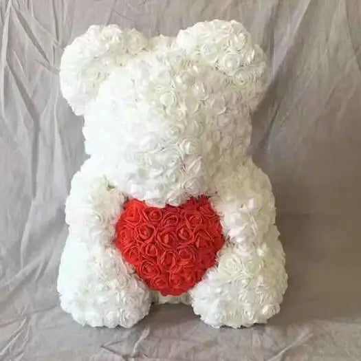 High Quality 40cm Artificial Roses Foam bear with gift box flower teddy Bear Gift for Valentine day mother's day gift