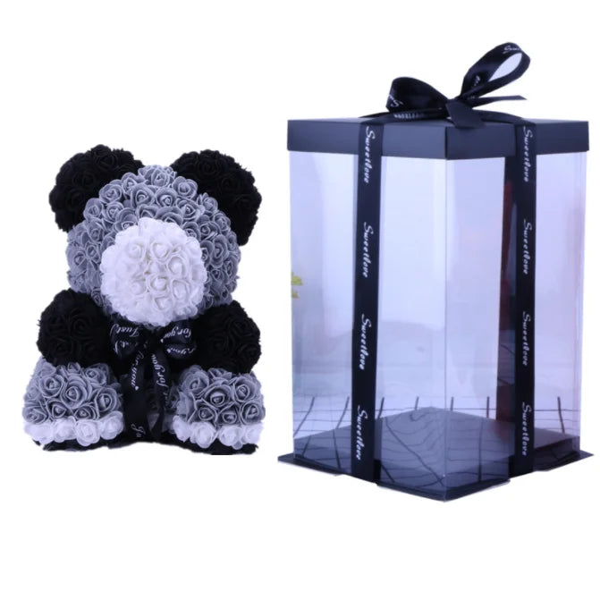 High Quality 40cm Artificial Roses Foam bear with gift box flower teddy Bear Gift for Valentine day mother's day gift