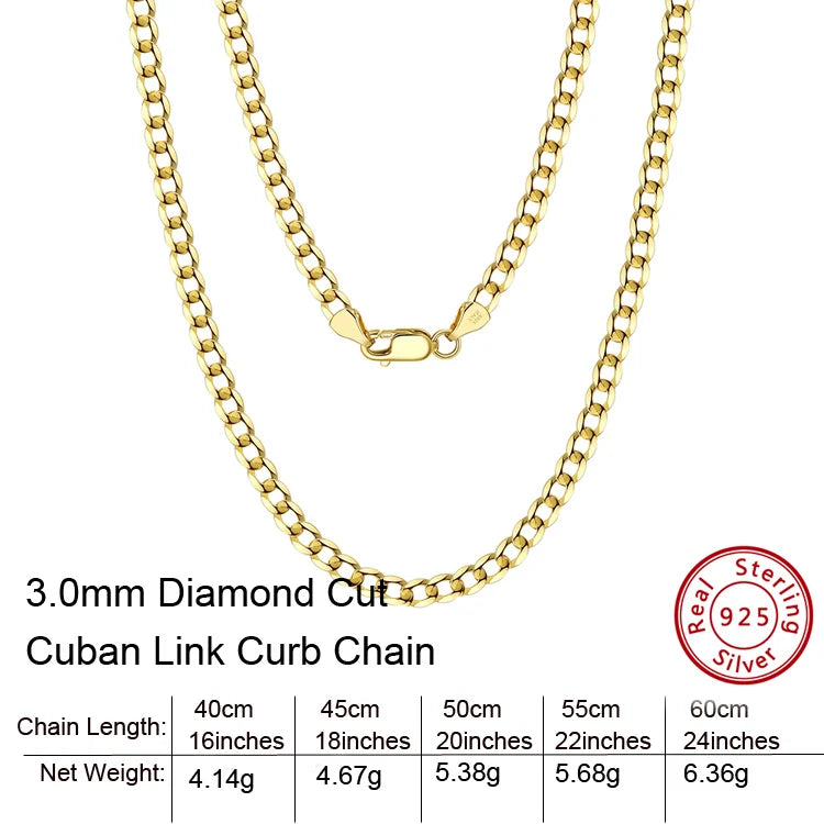 RINNTIN SC60-5 wholesale price 5mm diamond cut curb link chain necklace sterling silver 925 jewelry men cuban link chain